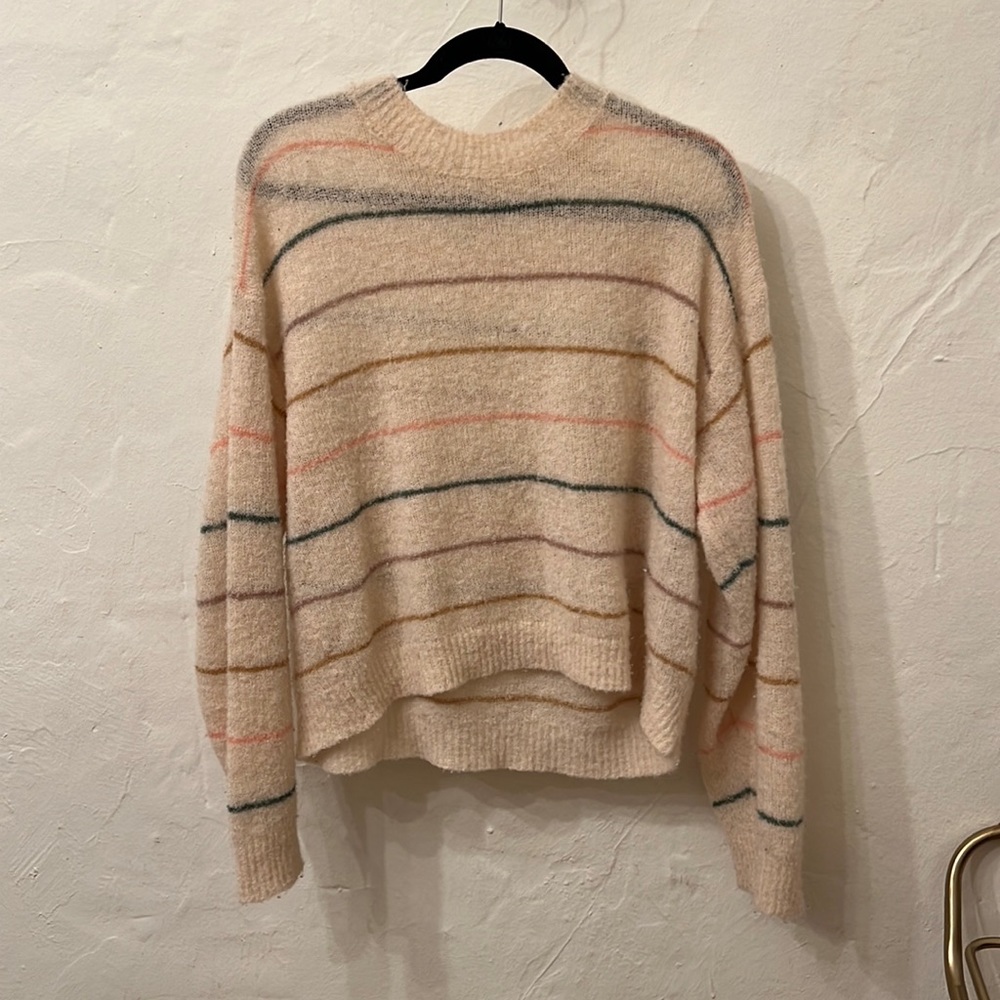 The Great. Crew Neck Pastel stripped sweater.